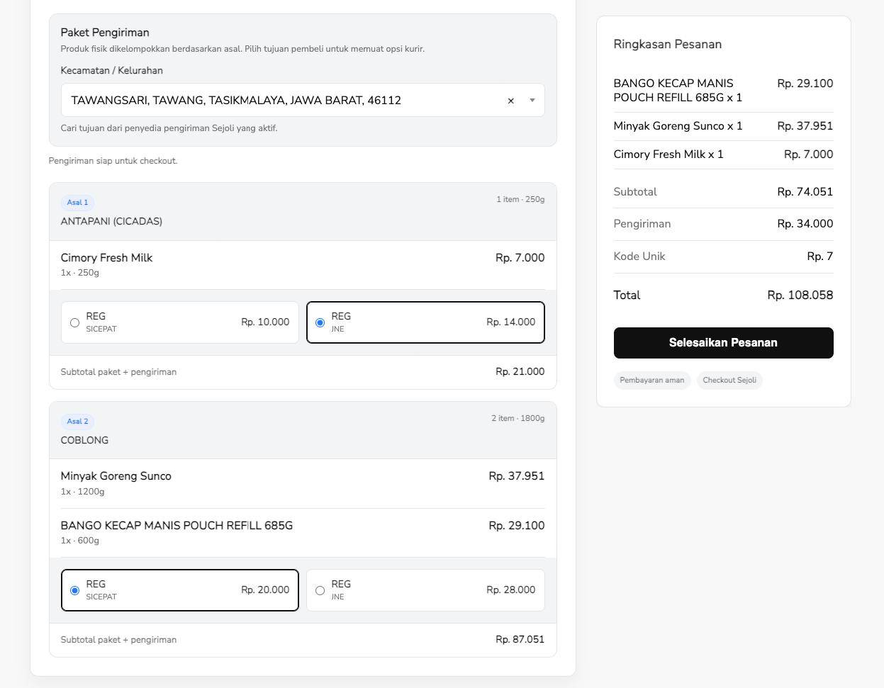 Checkout multi-origin